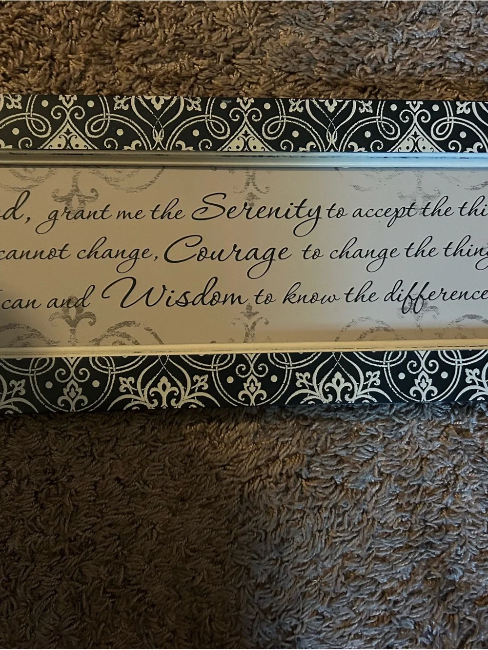 Inspirational Serenity Wall Plaque - Black & Cream